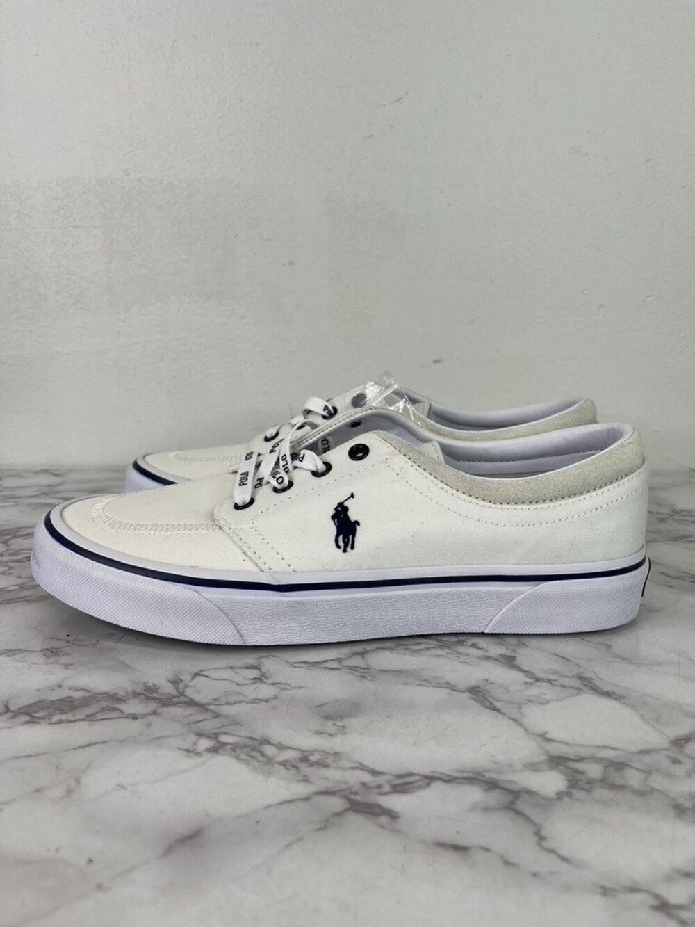 Polo Ralph Lauren Faxon X Men’s Canvas Sneakers in White and Navy Sz 8